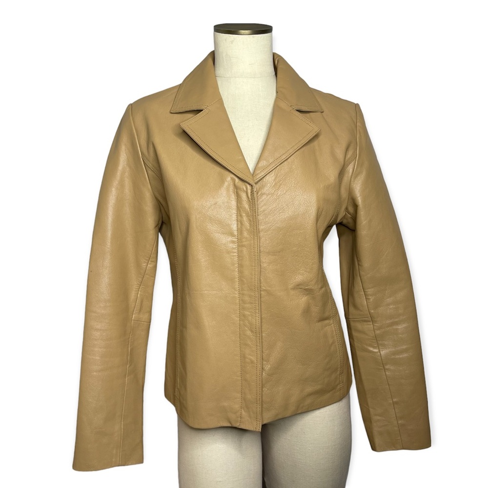 Wilsons Leather Maxima 90’s Vintage 100% Leather Jacket Size L Tan Heritage